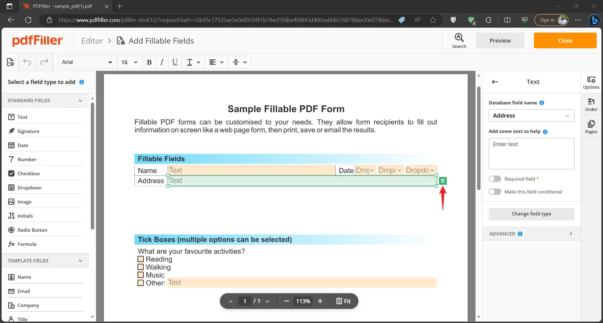 Hoe verwijder ik invulbare velden in een pdf met pdffiller?