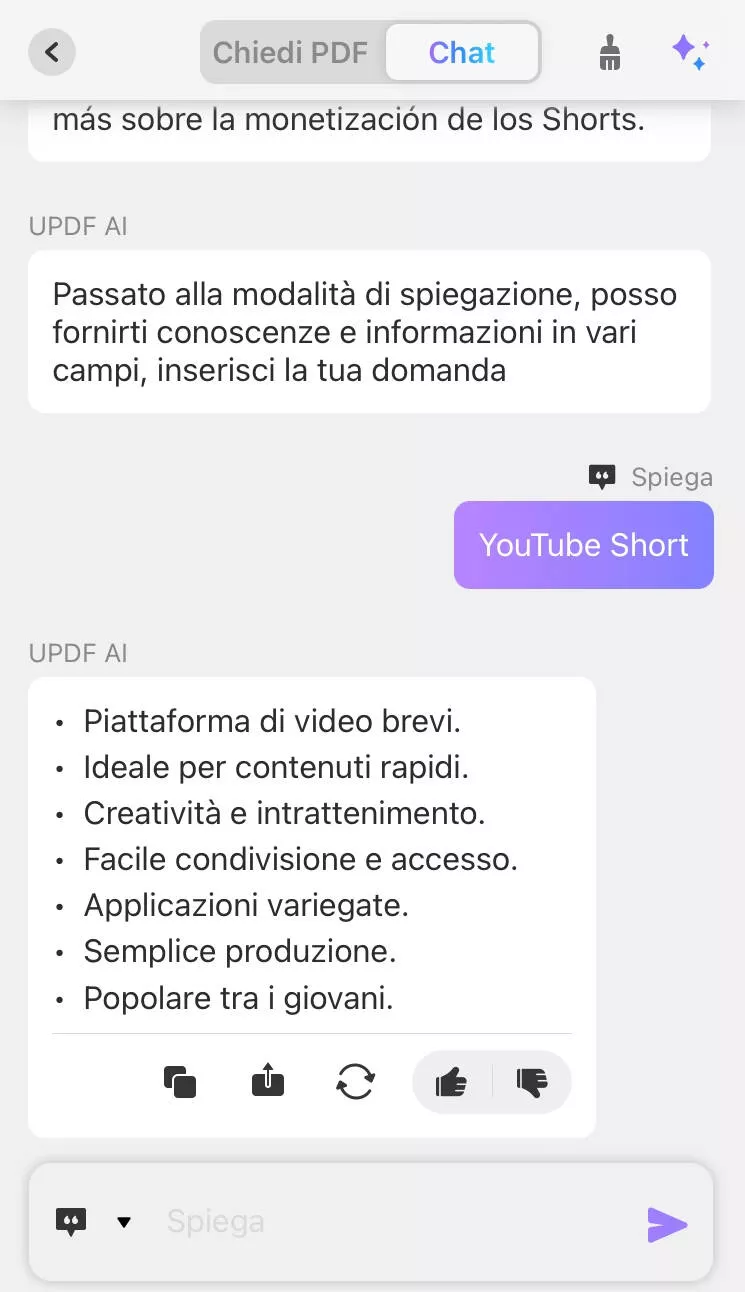 Usa copia & incolla per la spiegazione