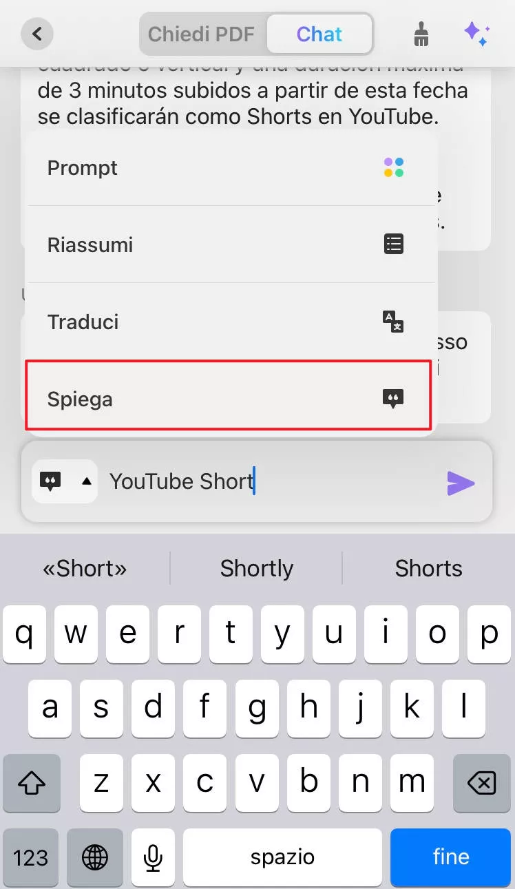 Usa copia & incolla per la spiegazione