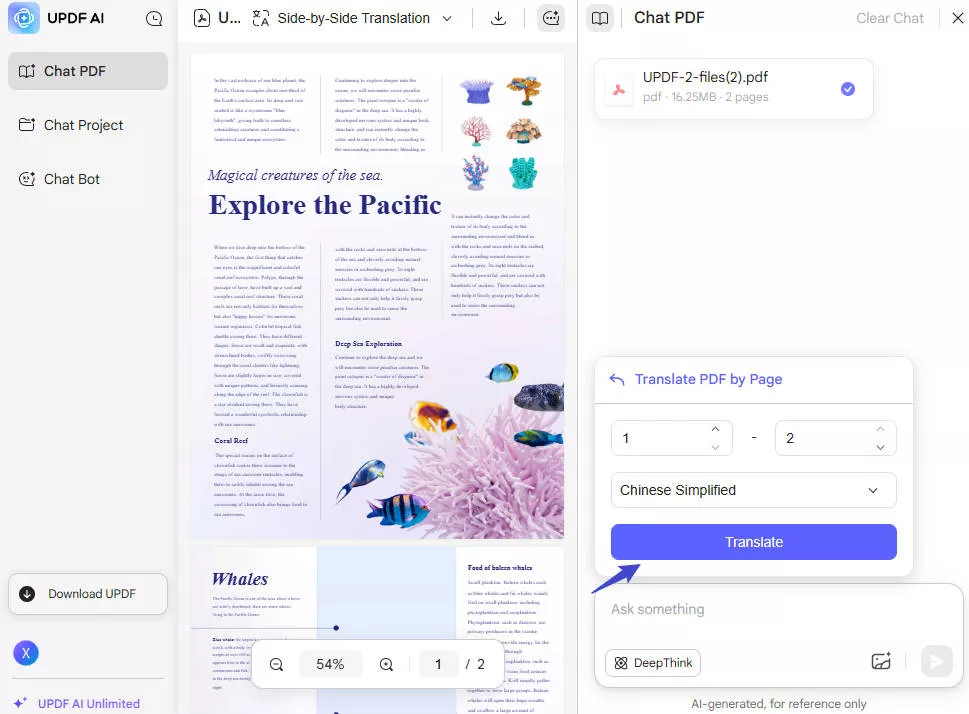 translate pdf by page