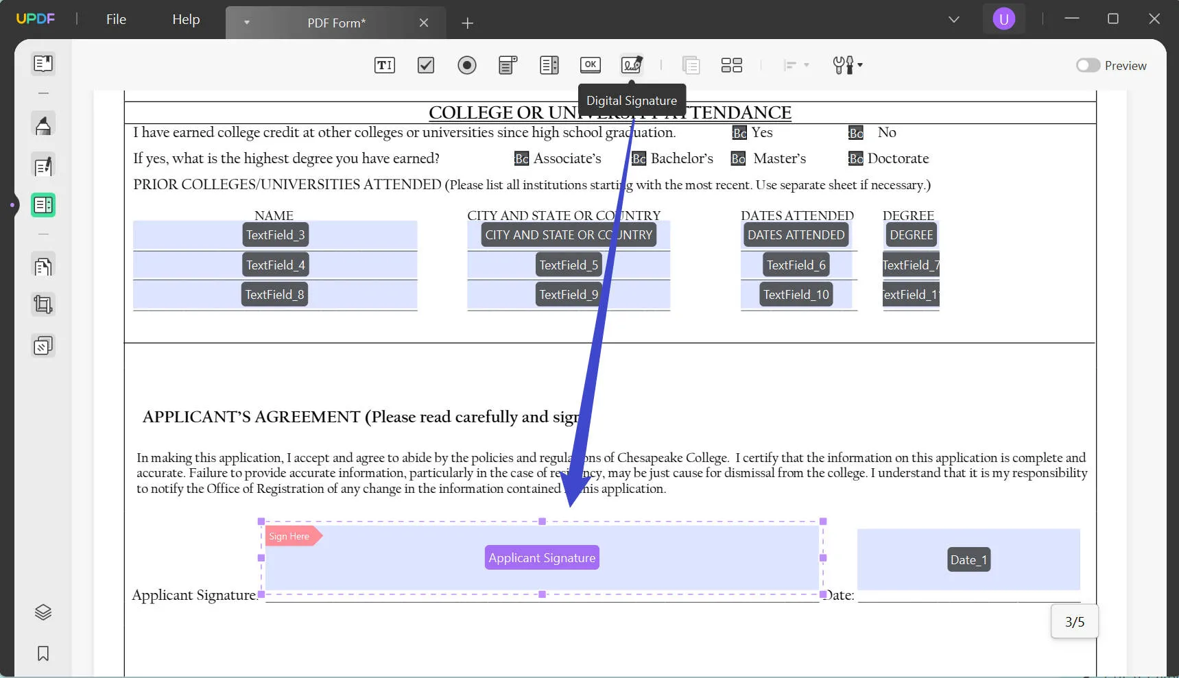 Add signature field