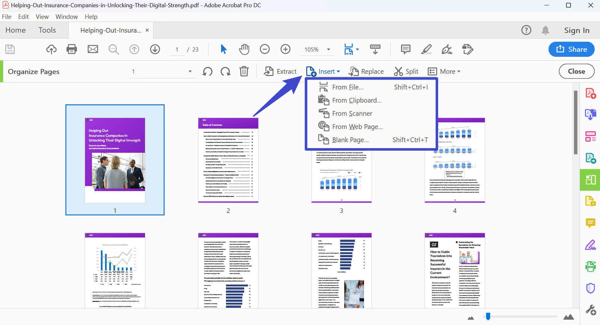 add pages to pdf with adobe