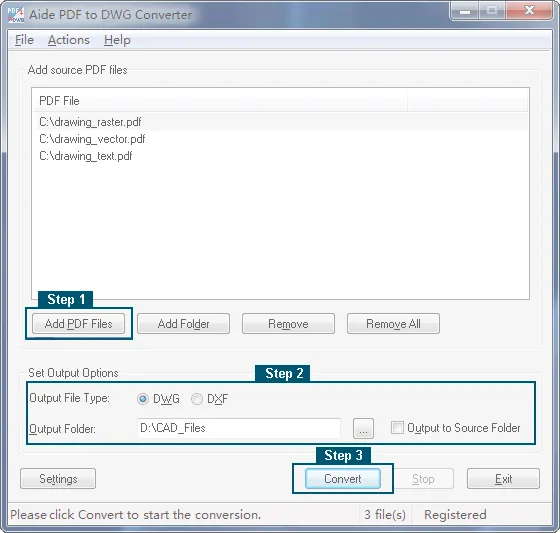 Aide PDF to DXF Converter