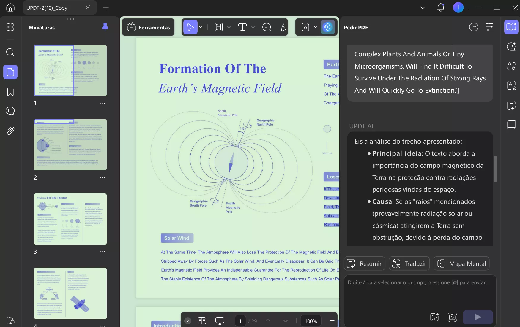 análise de documento com IA e chat com ia no updf