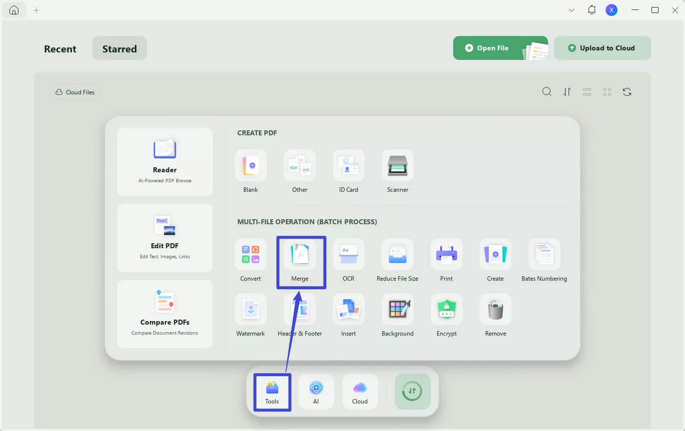 batch merge pdf in UPDF
