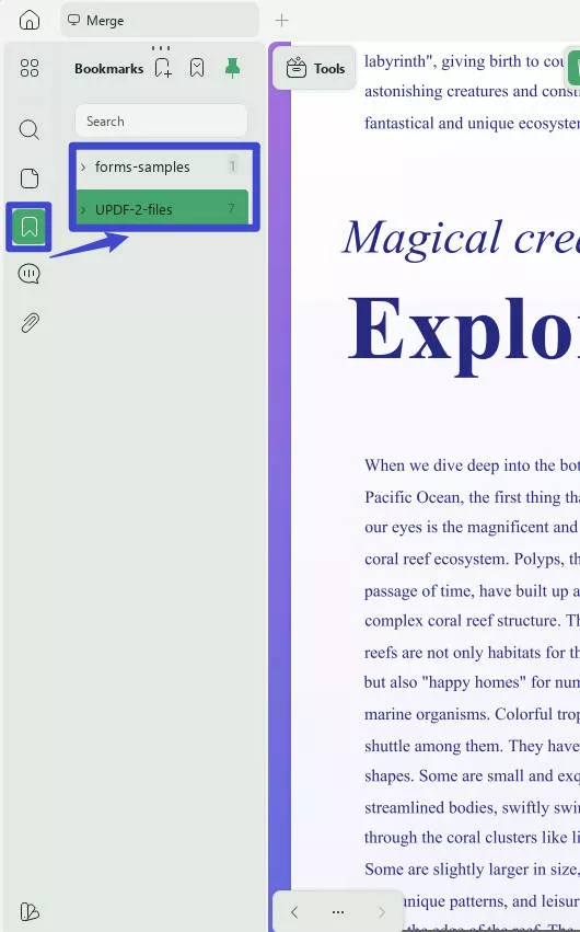 bookmark icon in UPDF
