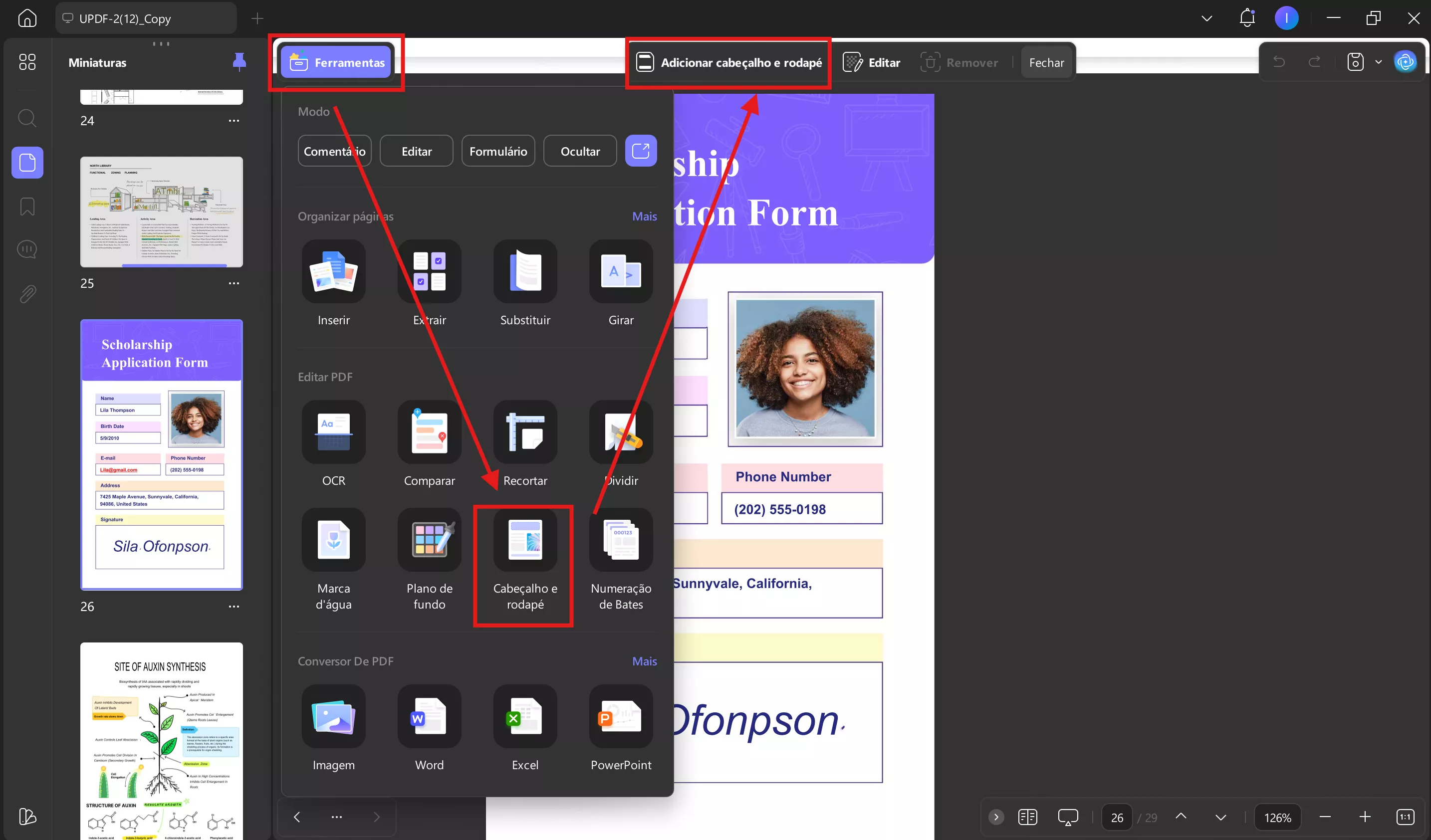 cabeçalho e rodapé