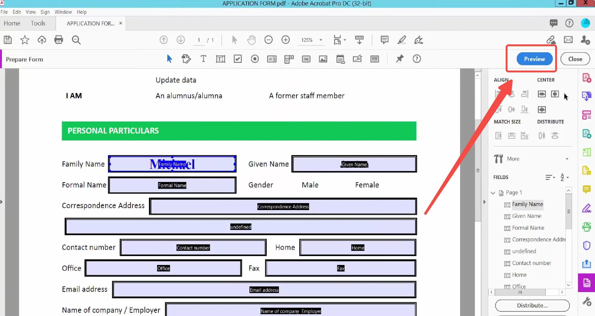 cambiar tamaño de letra en formulario pdf