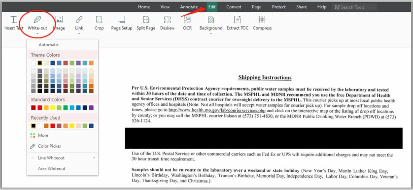 eliminar redacción de pdf