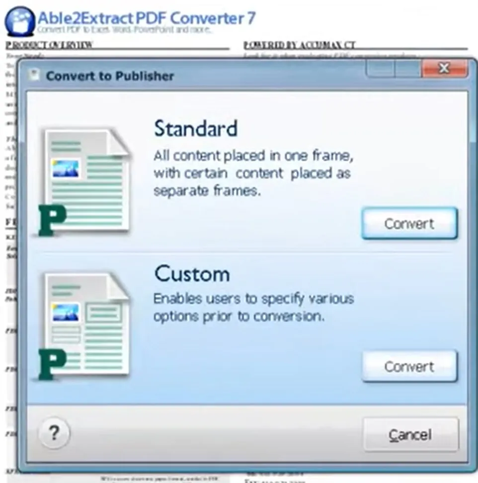 customize converting settings in able2extract