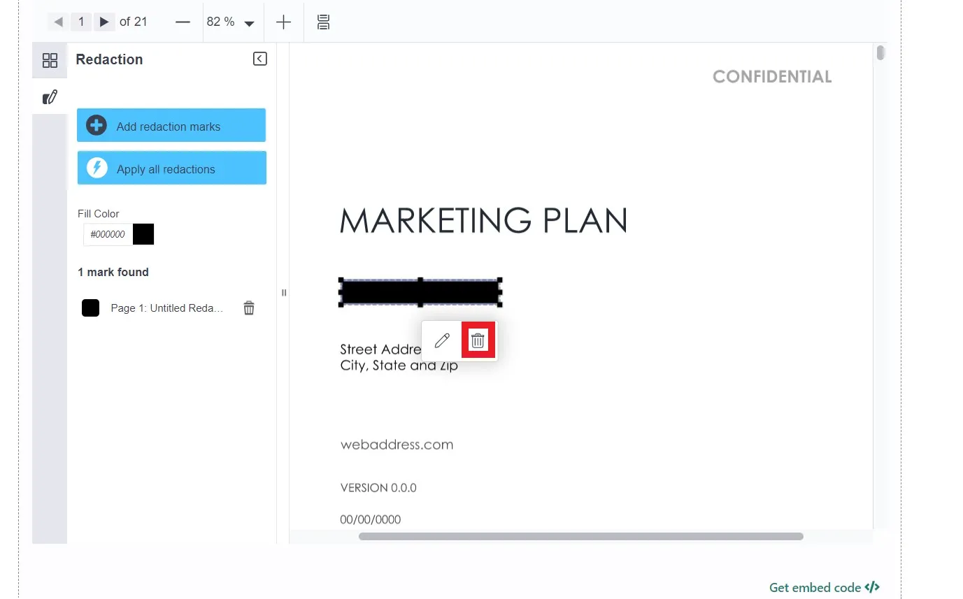 eliminar redacción de pdf