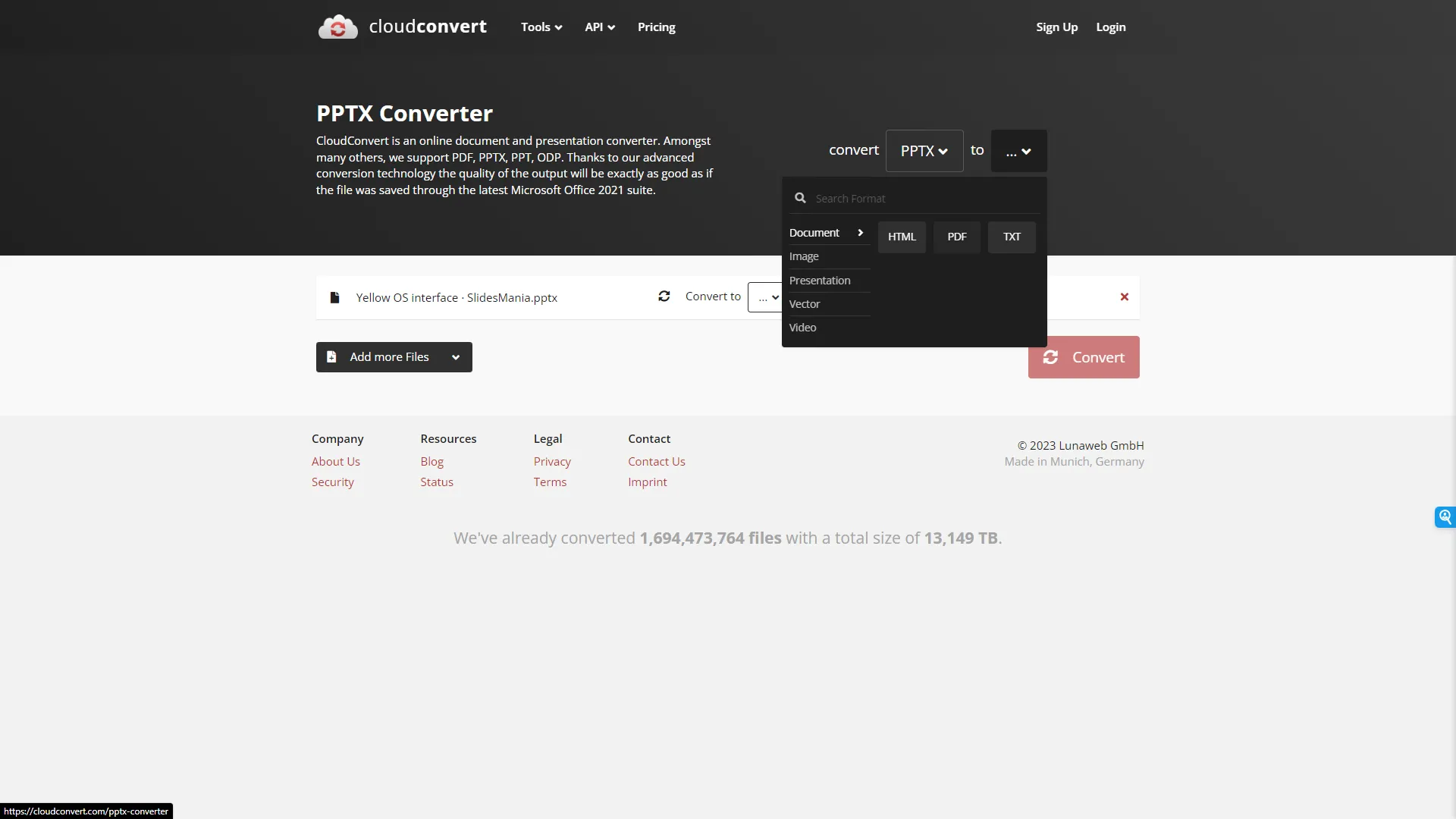 EPUBをPDFに変換する CloudConvert