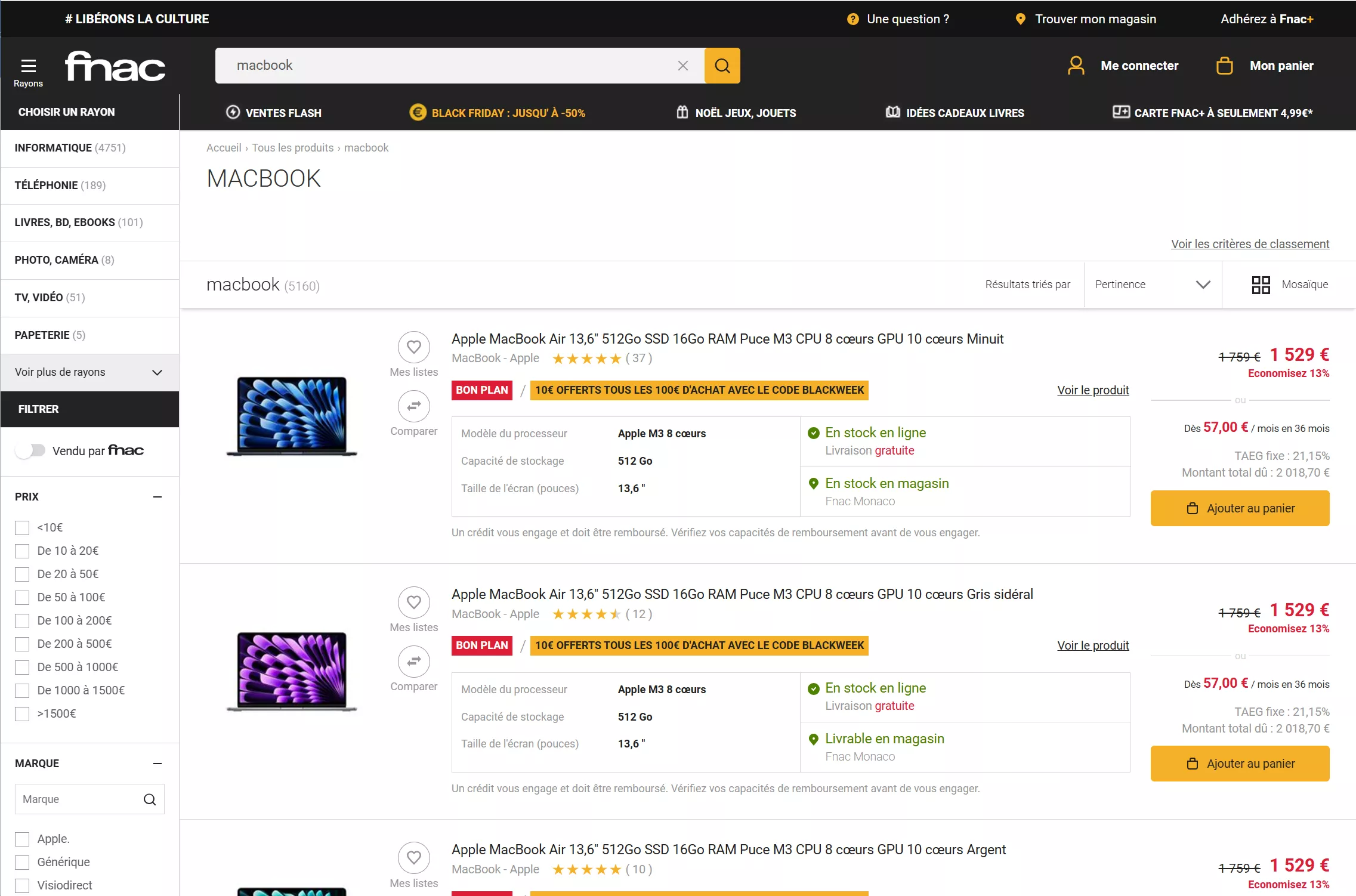 fnac macbook black friday