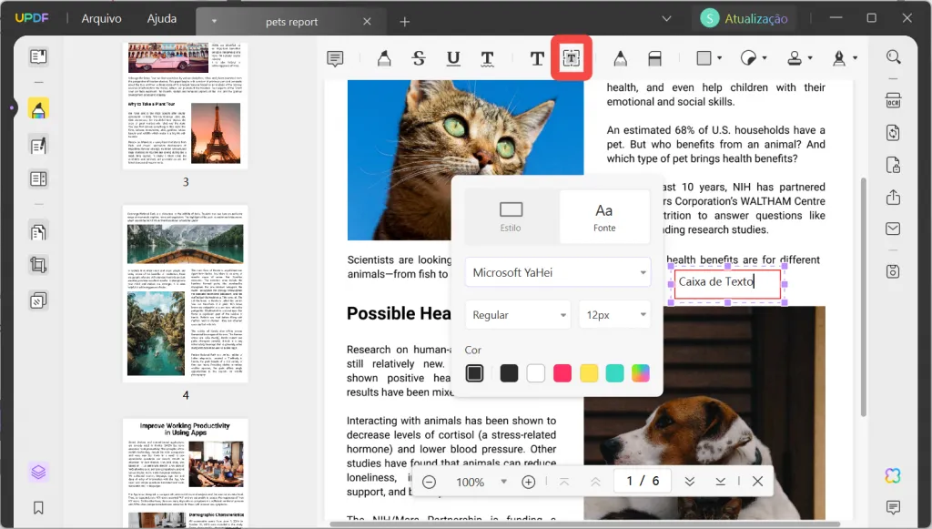 inserir caixa de texto
