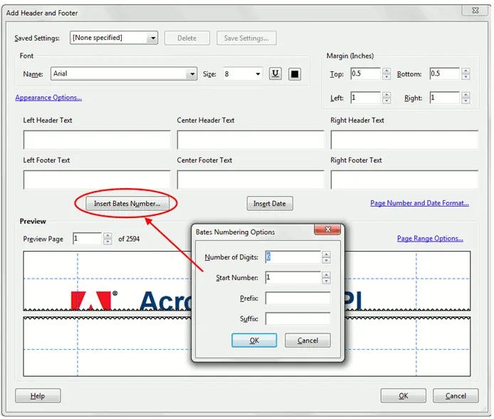 bates numbering in adobe acrobat