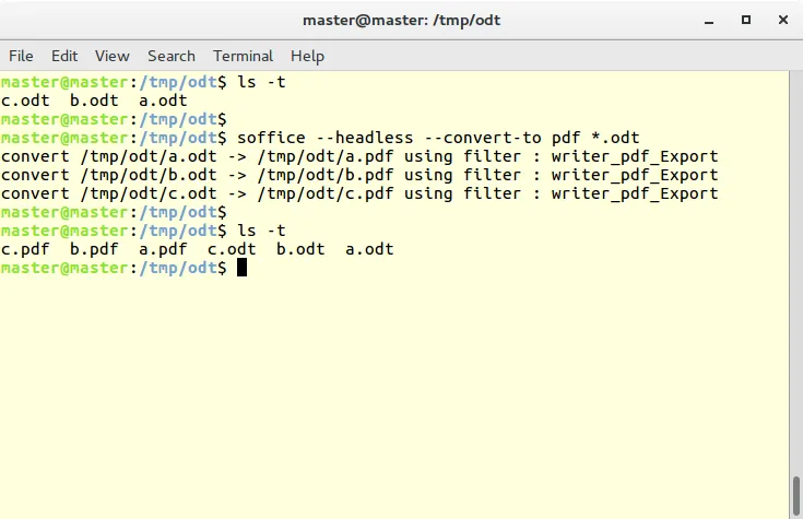 odt to pdf command line