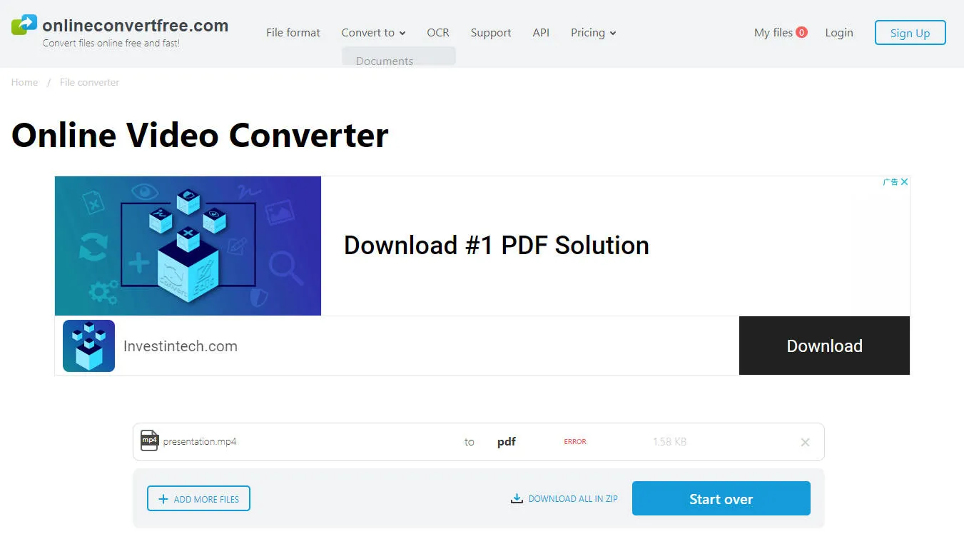 動画をPDFに変換 Onlineconvertfree