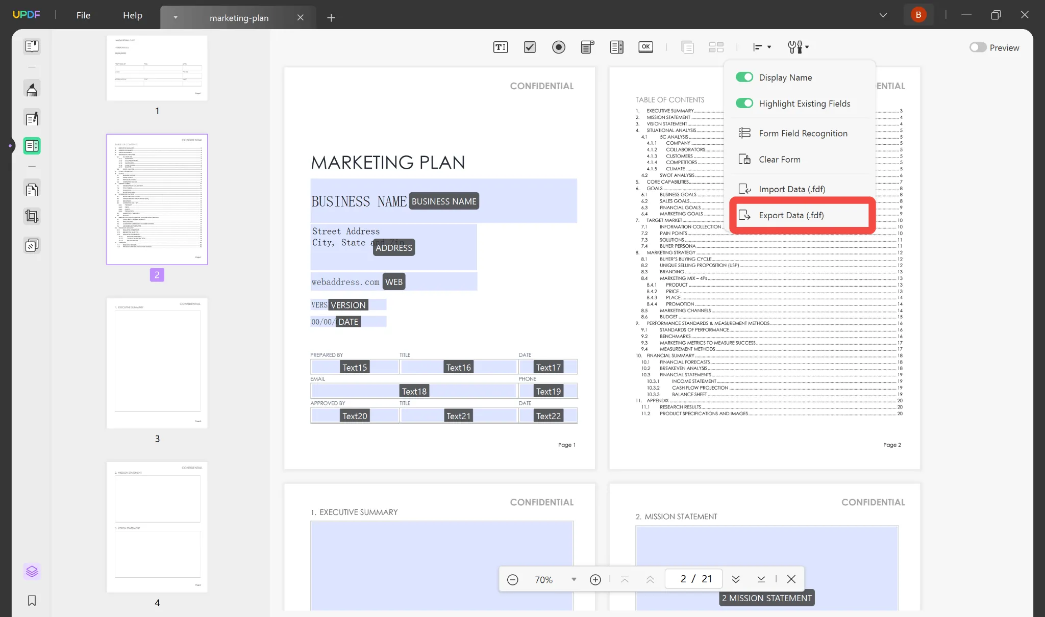 export pdf form data to excel updf