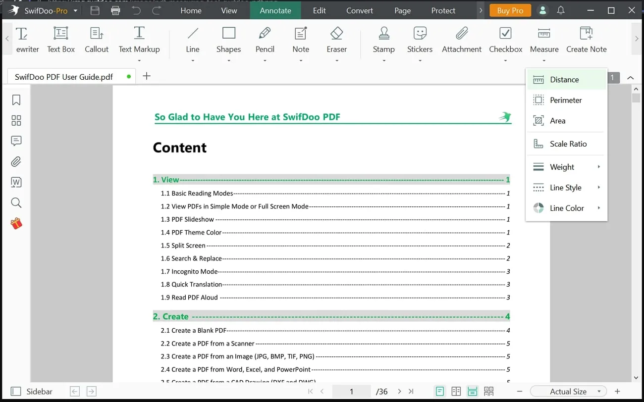 swifdoo pdf measuring tool