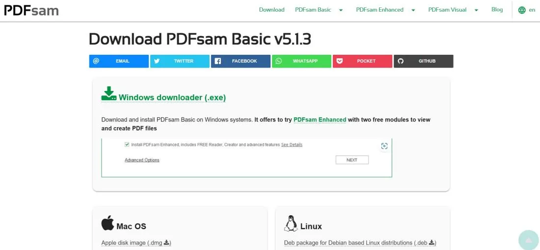 pdfsam downloader button