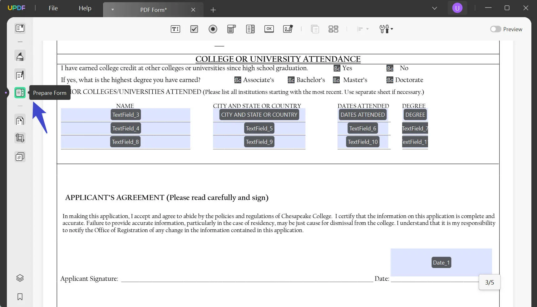 certificate authority prepare form