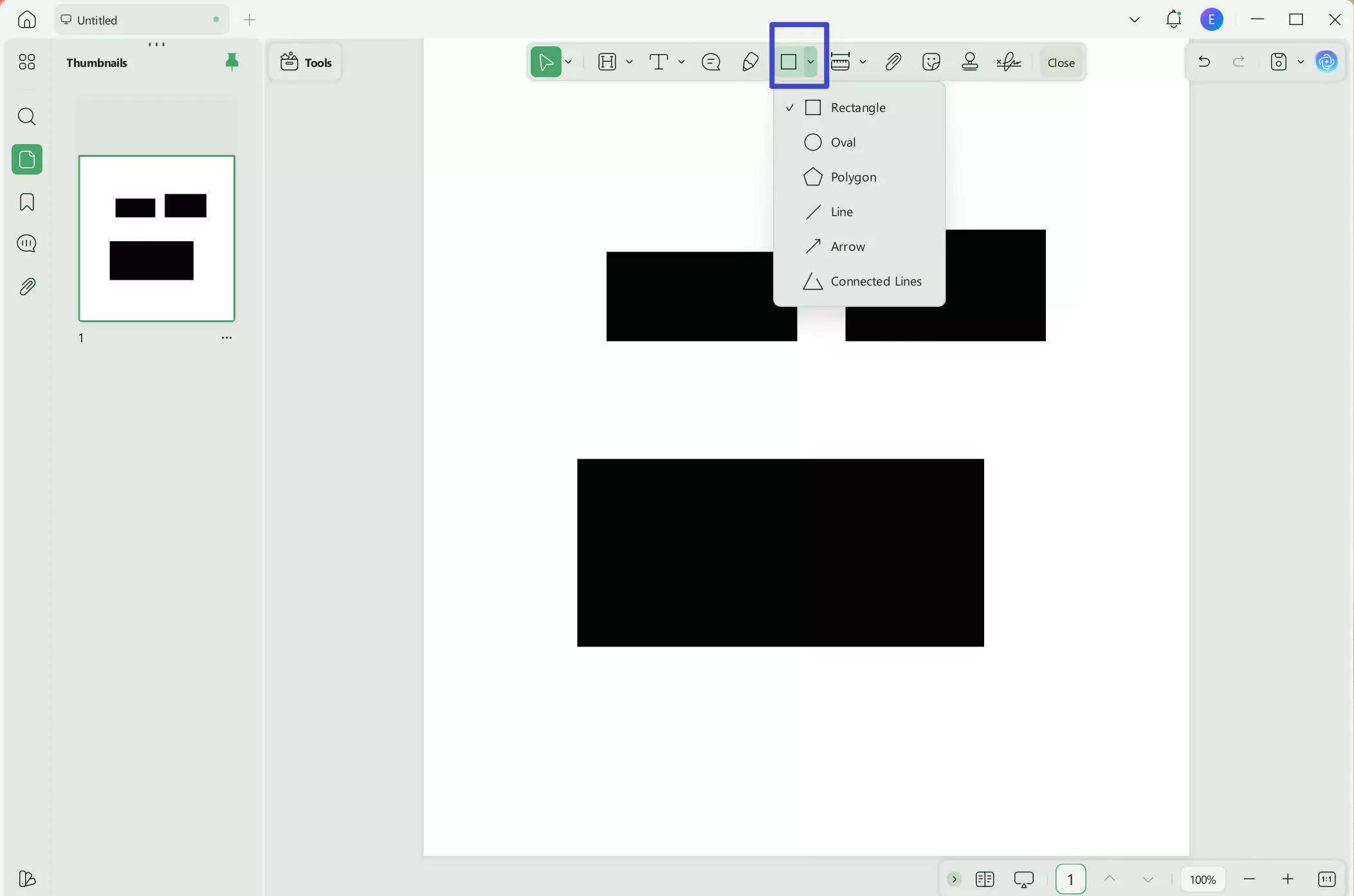 add rectangle to pdf updf