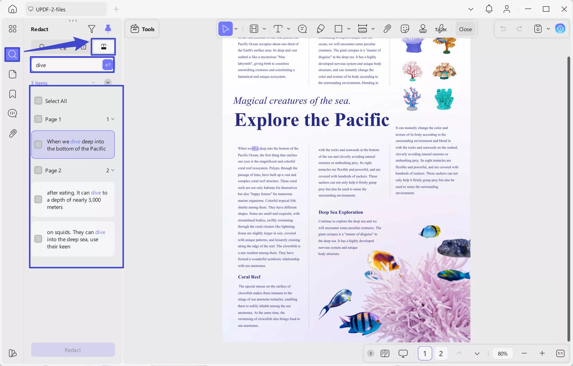 search redact updf windows