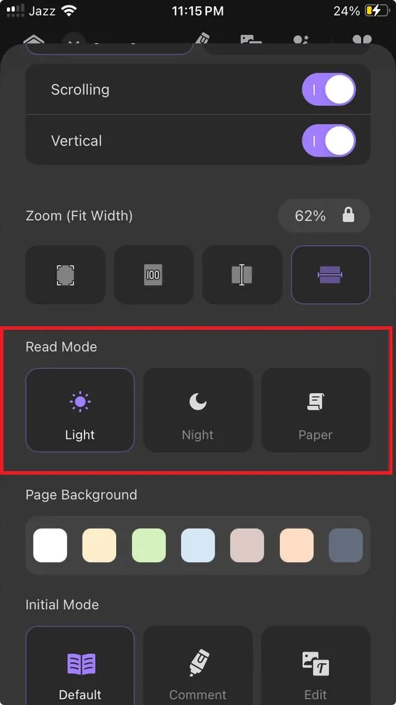 iPhoneでUPDFでダークモードを有効にする