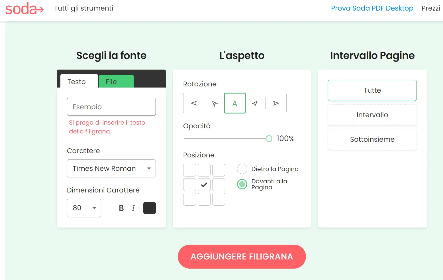 Inserire una filigrana in PDF con Soda PDF