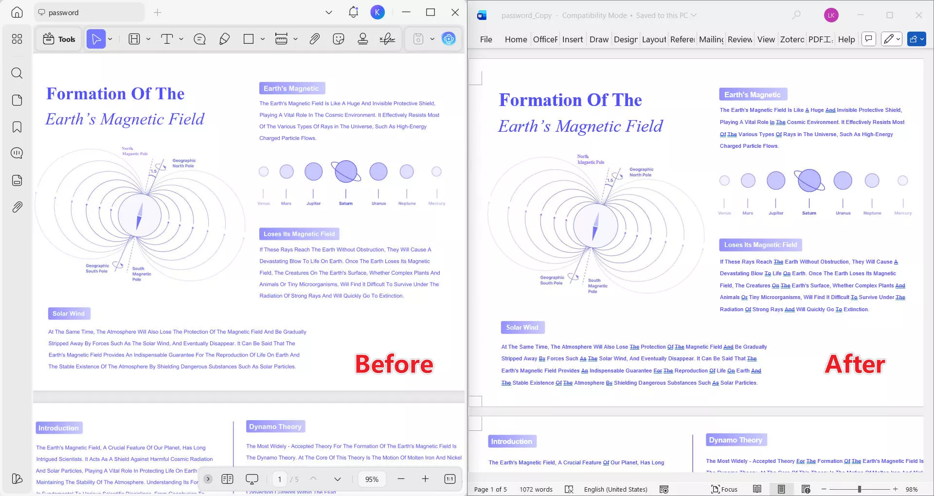 updf convert pdf to word effect