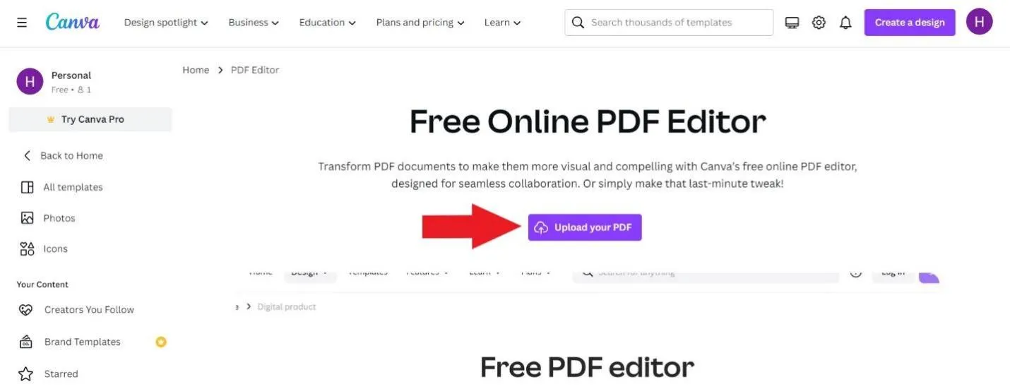 convert pdf to canva upload