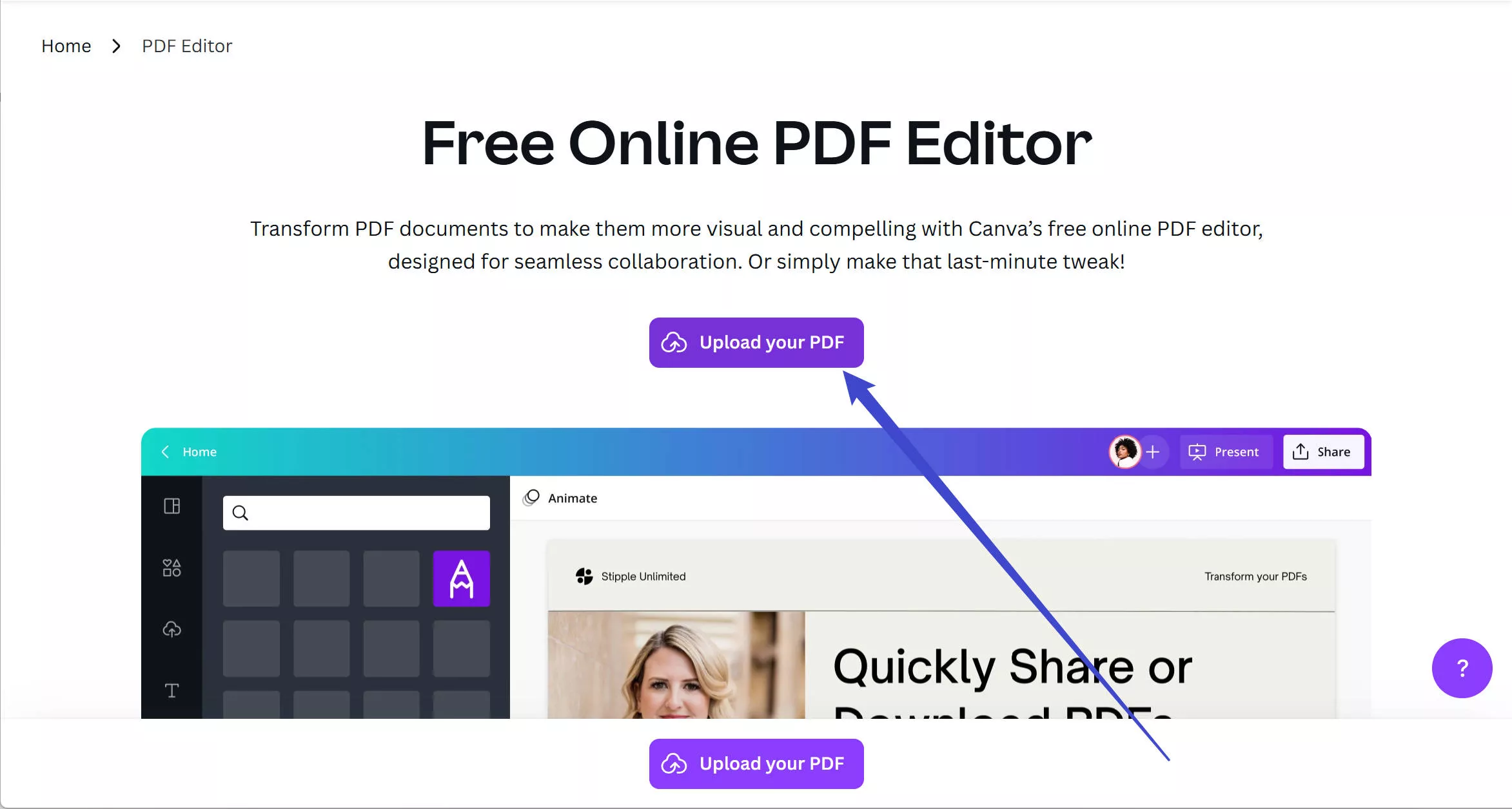 upload pdf canva online pdf editor