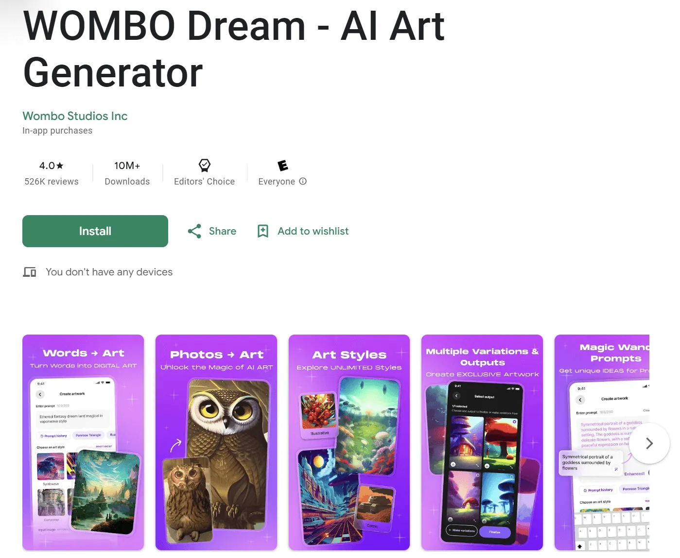 mejor ia para android wombo