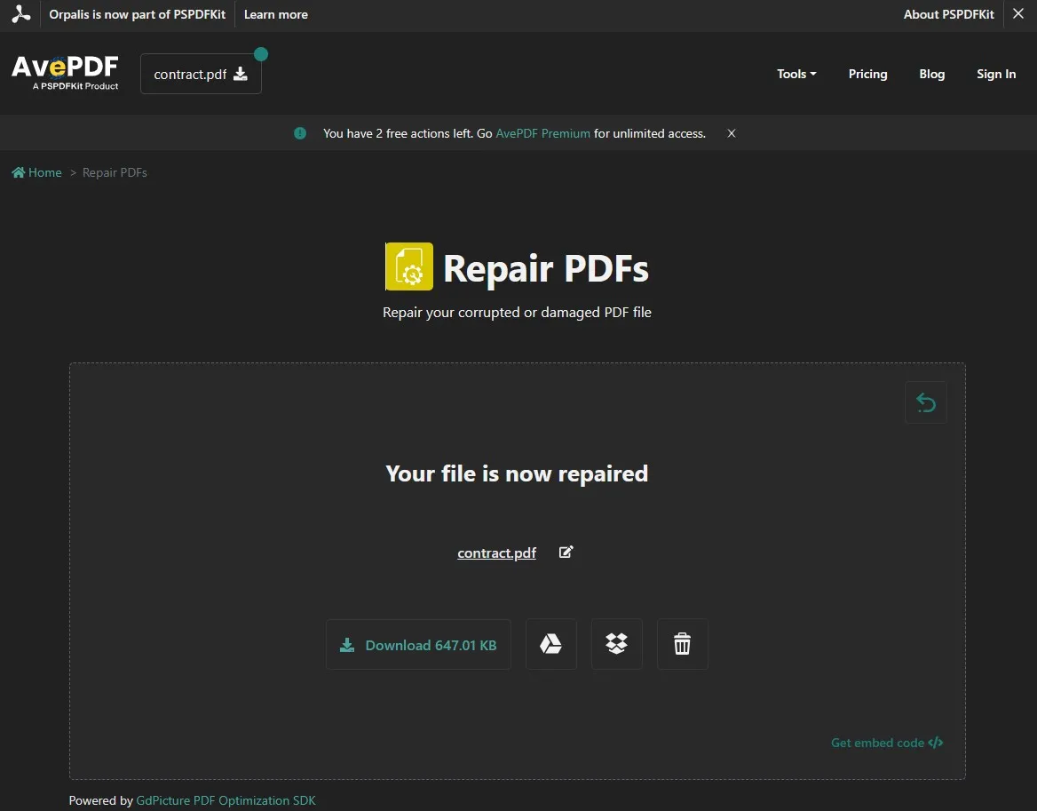 avepdf reparar pdf