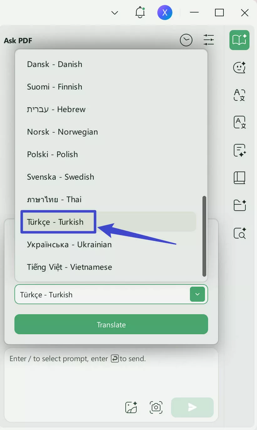 select language and range to translate