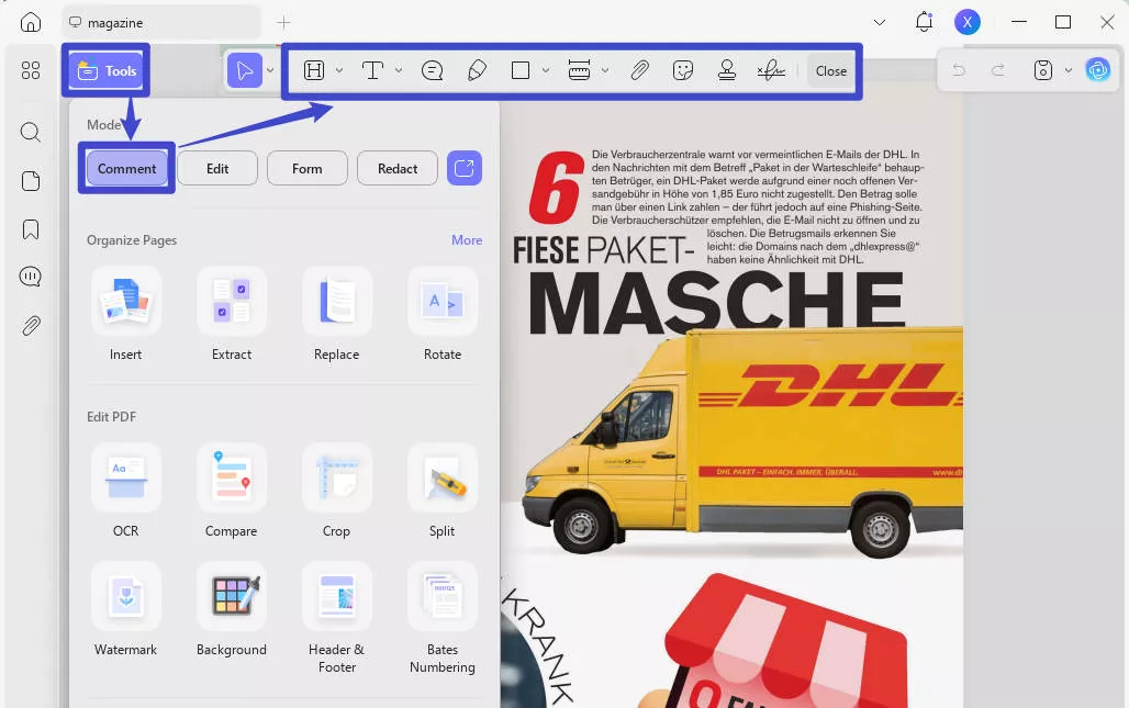how to embed excel in pdf comment icon