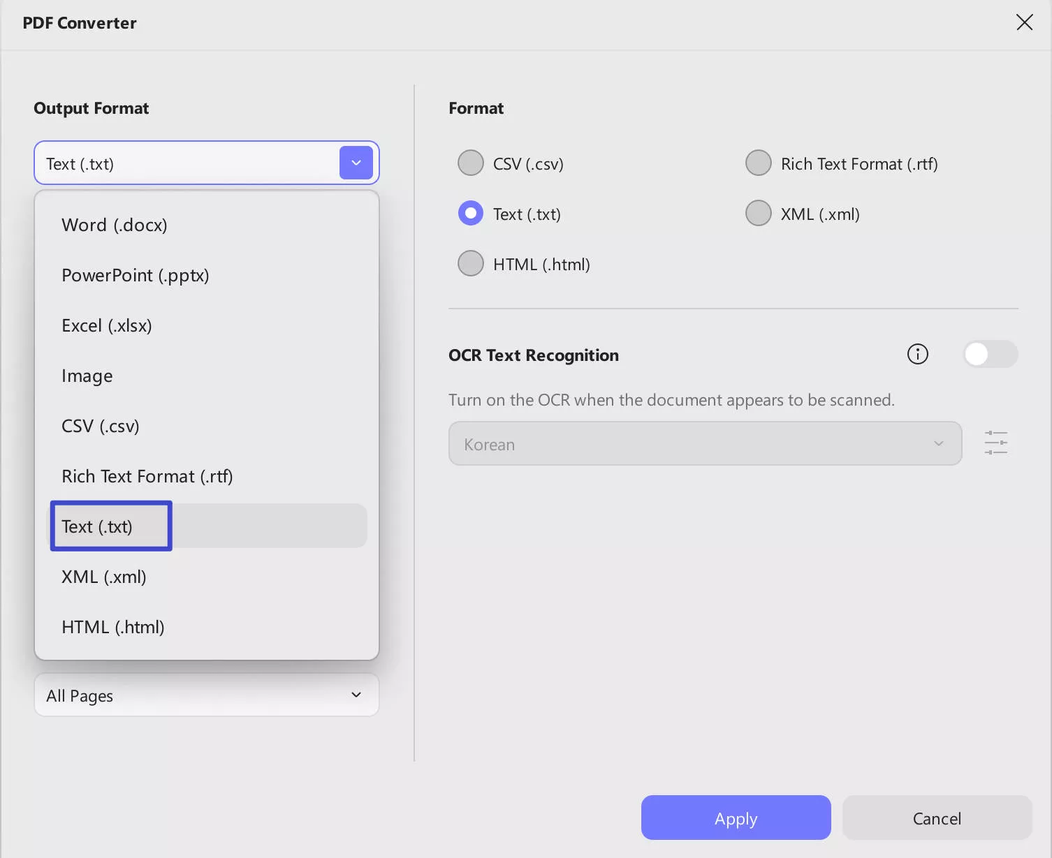pdf to text ai export