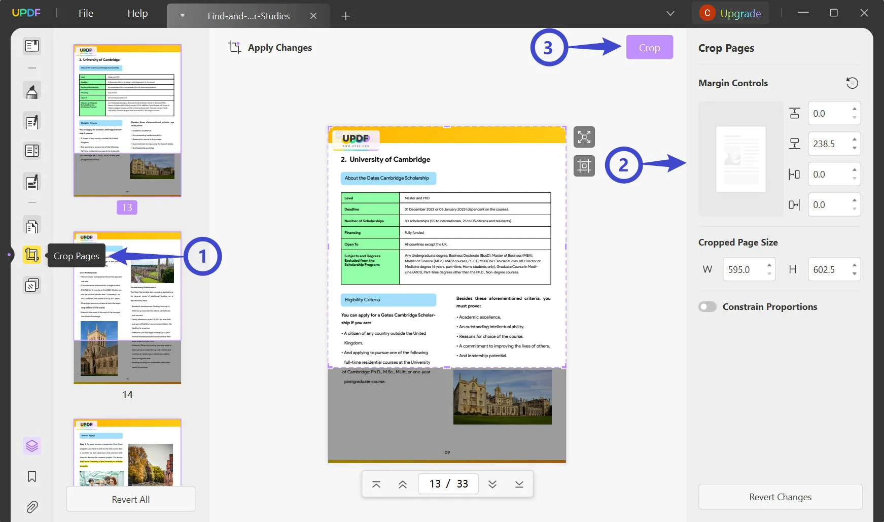 PDF cleaner crop pages