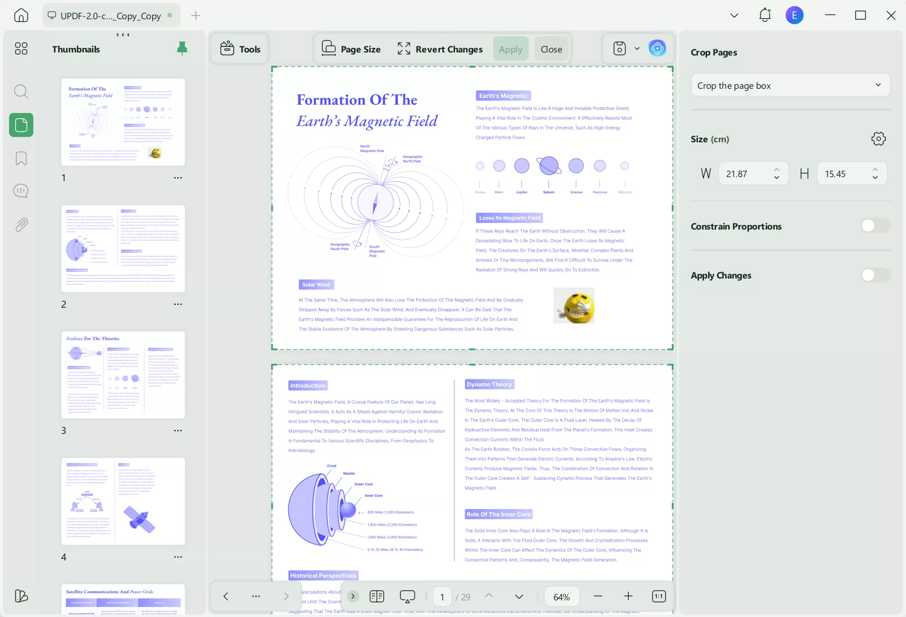 change paper size in pdf apply changes