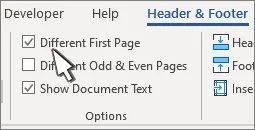 Unterschiedliche Fußzeilen auf jeder Seite in Word per unterschiedliche Schaltfläche für die erste Seite