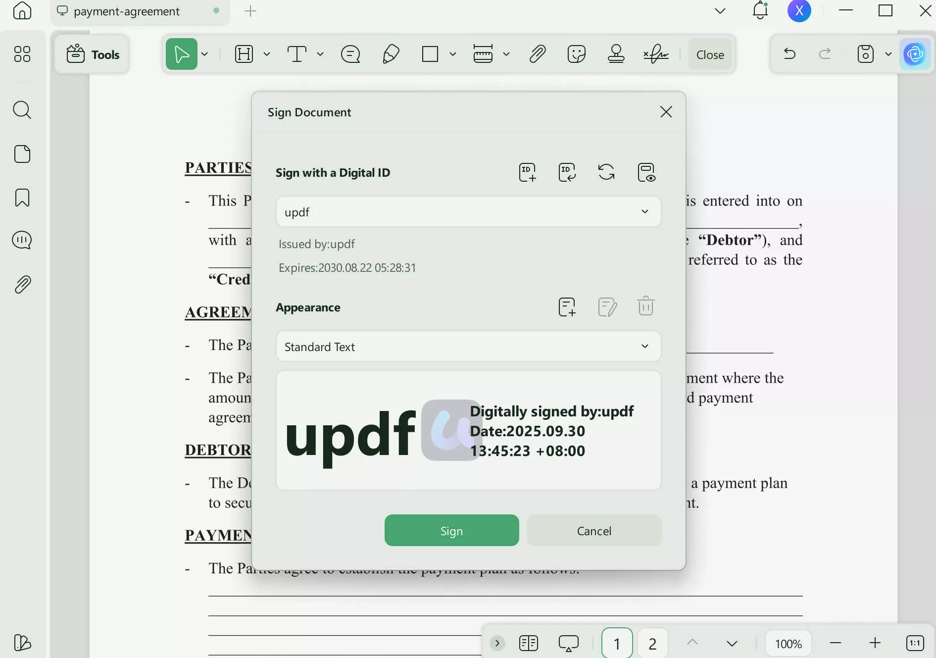 create signature on win