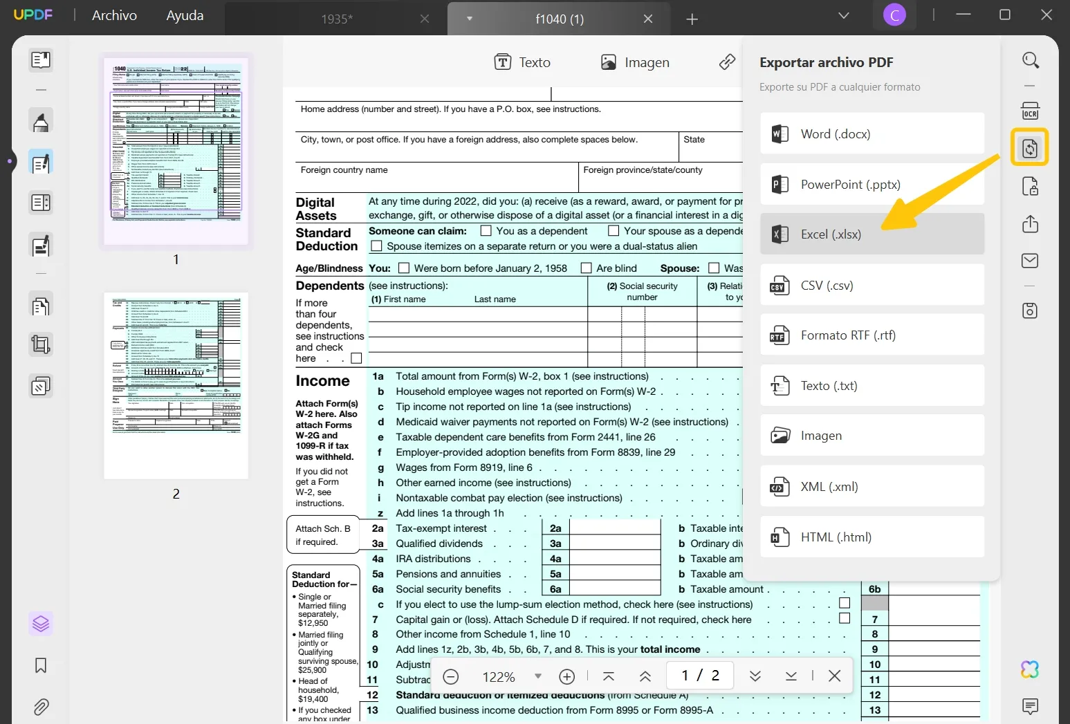 escanear pdf a excel