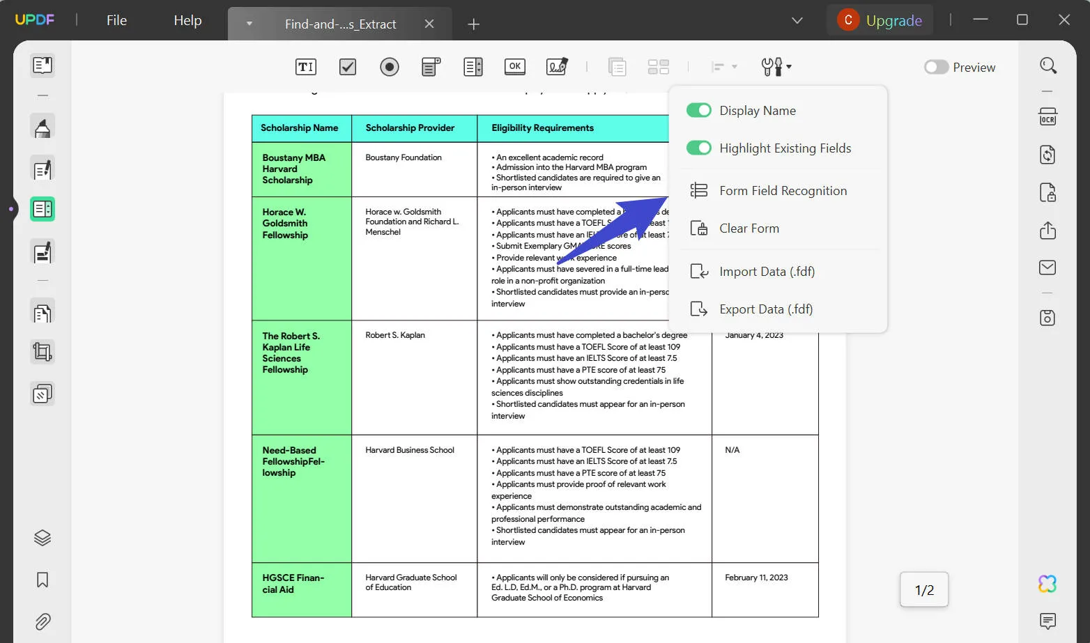 form field recognition