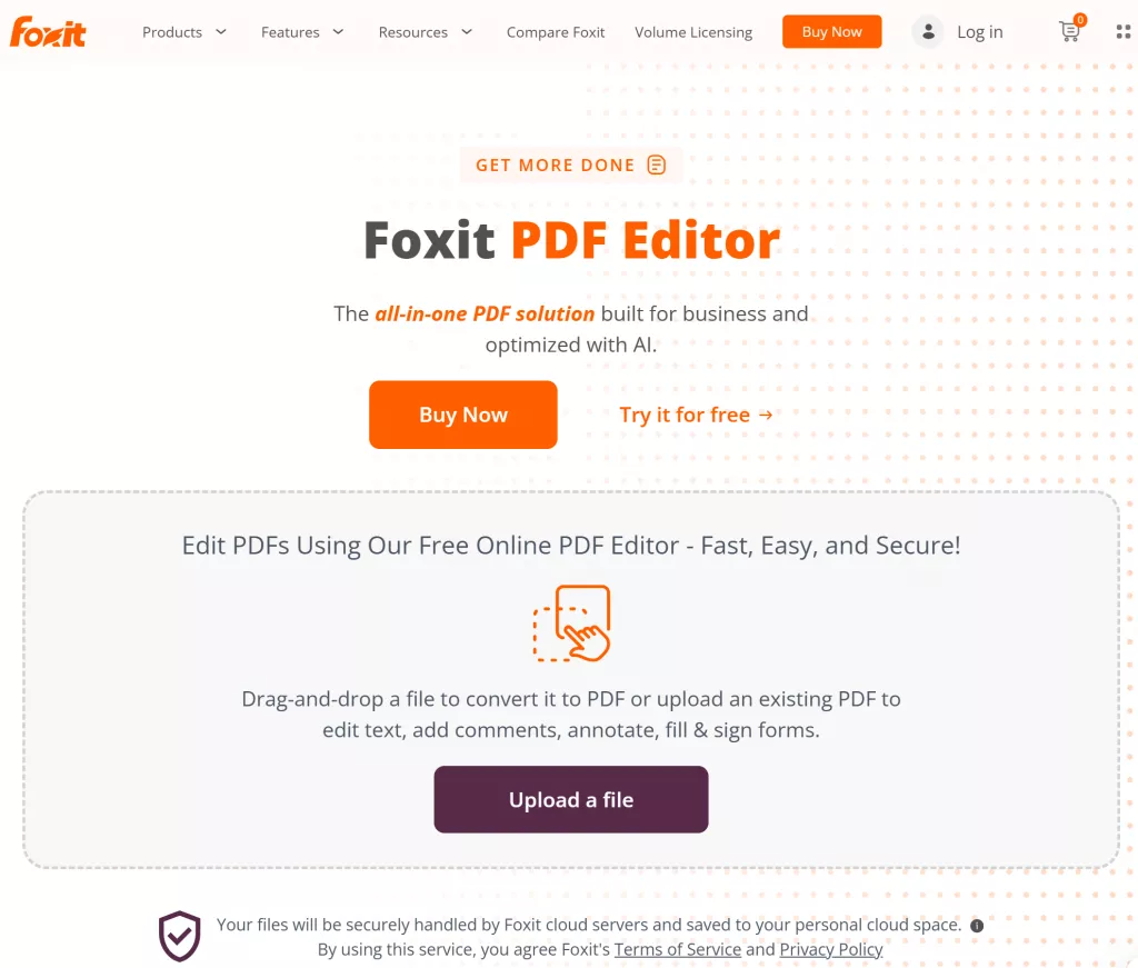 foxit upload file