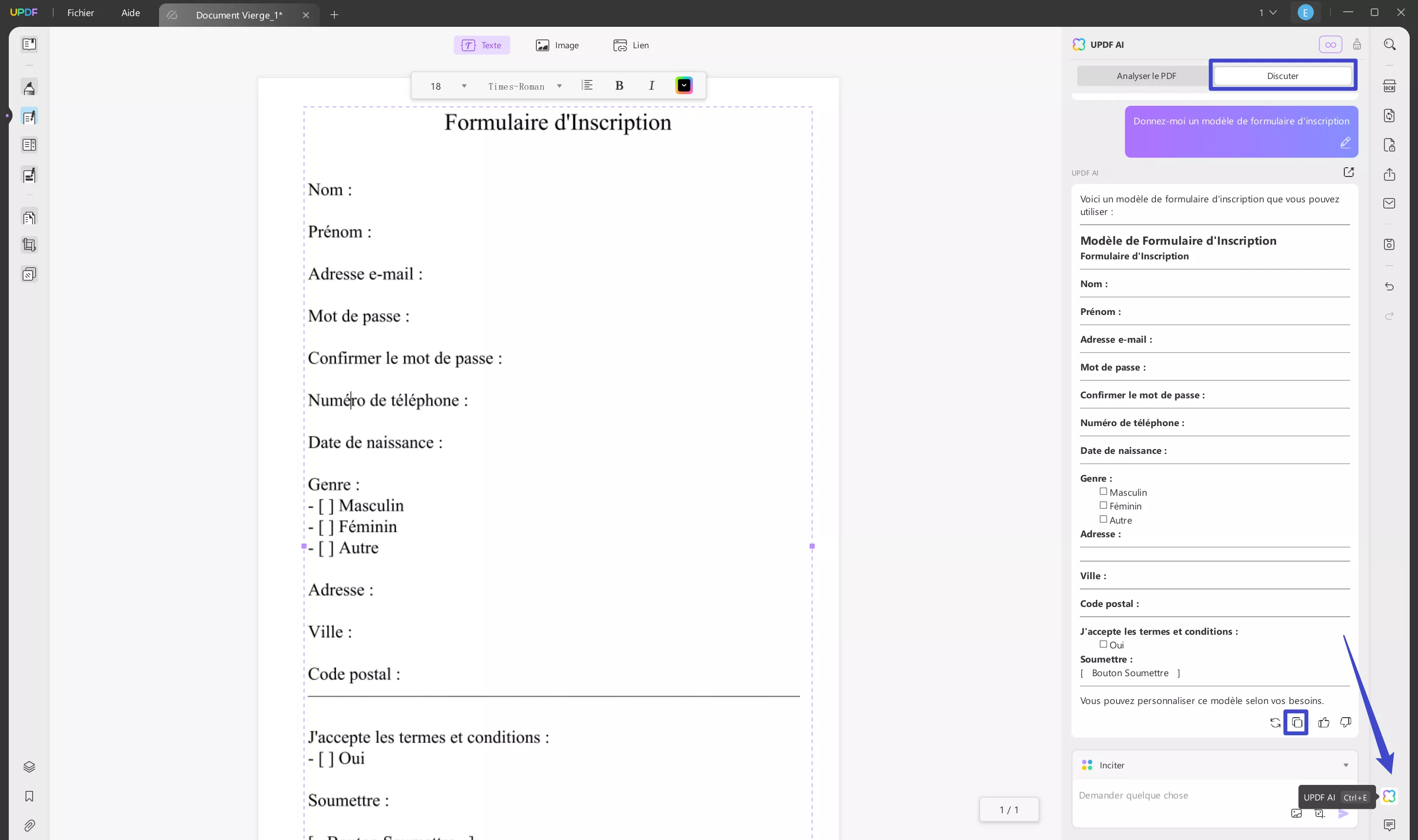 creer un pdf remplissable