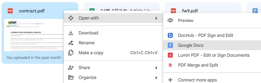 abrir con google docs en google drive