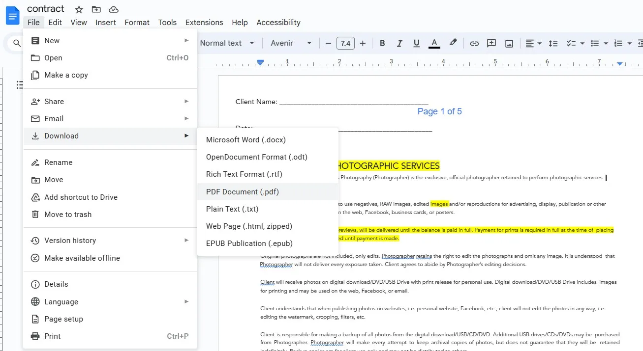 guardar como pdf en google docs
