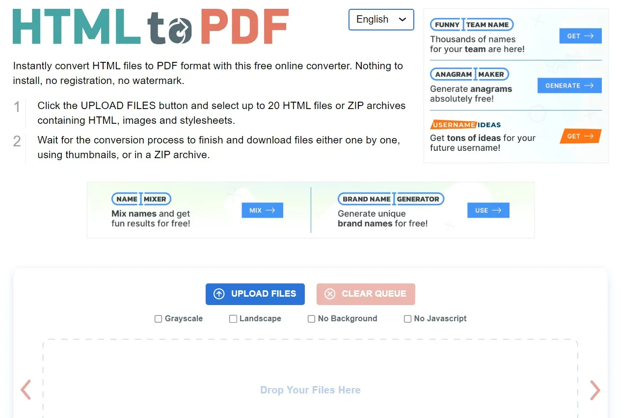 convertire da HTML a PDF con html2pdf.com