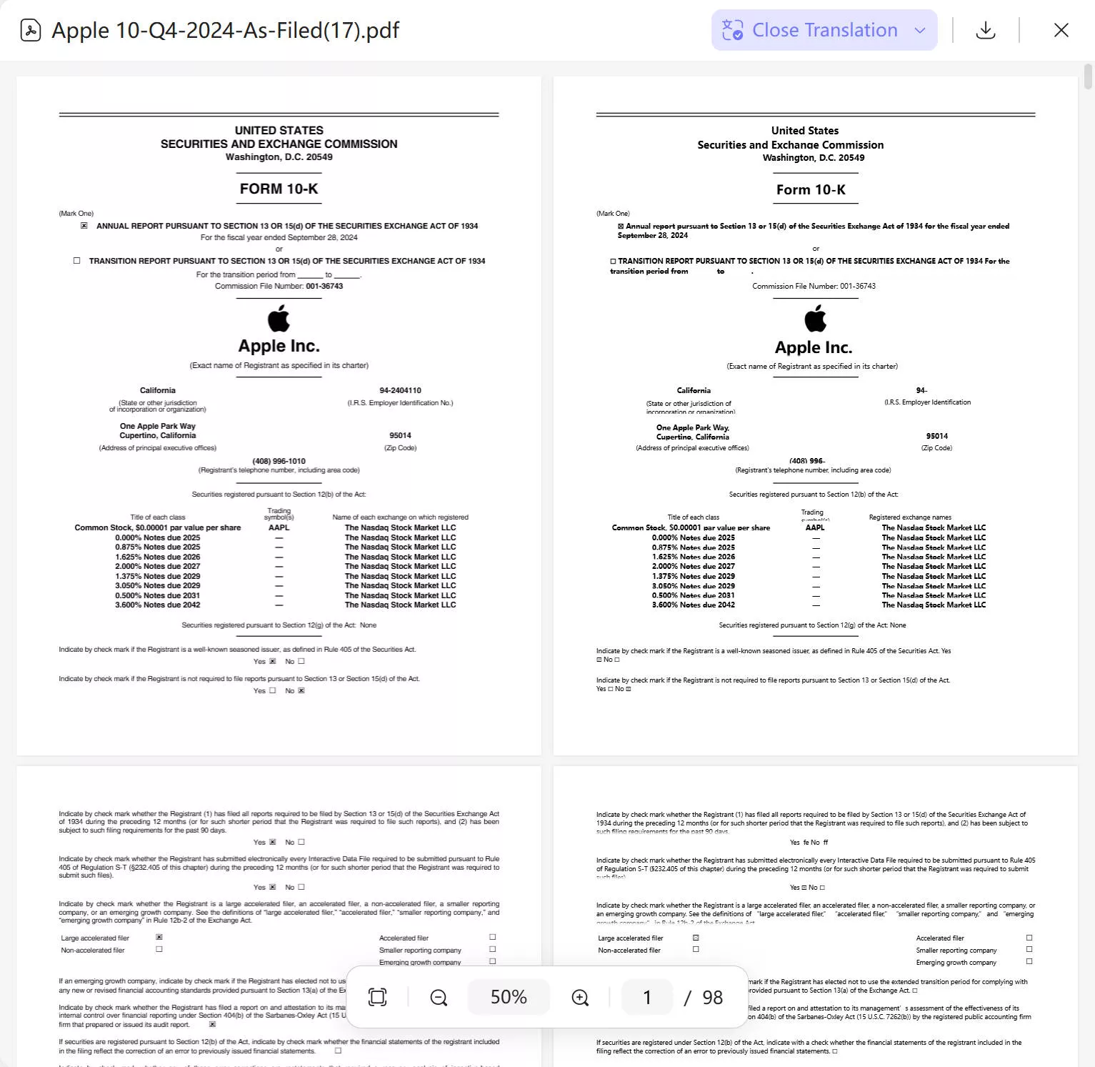 side by side translation