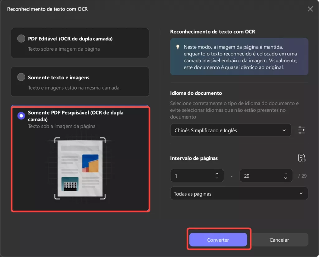 Somente PDF Pesquisável